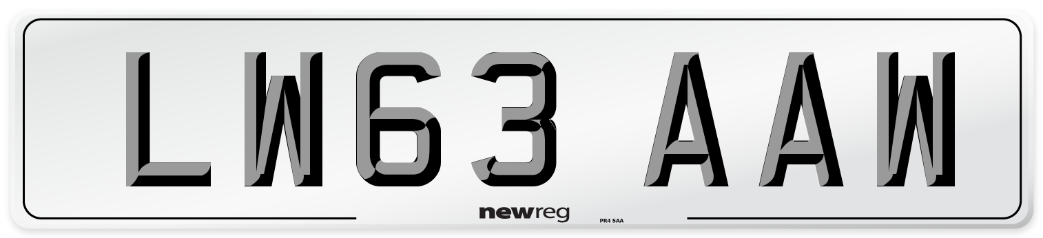 LW63 AAW Number Plate from New Reg